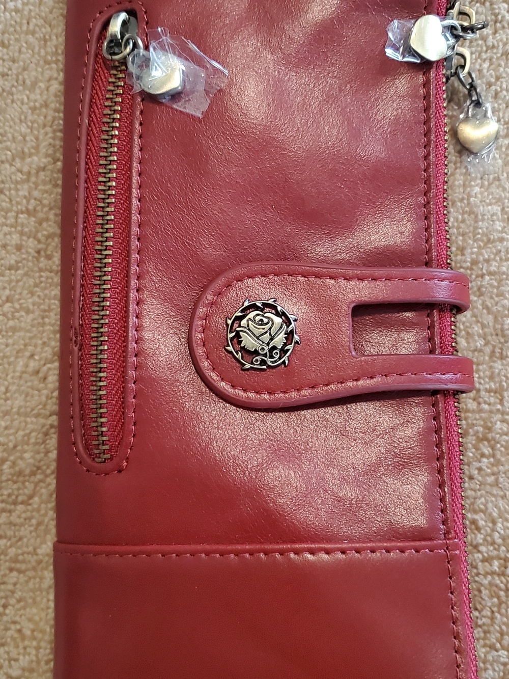 Women's RFID Blocking Wallet Red Soft Leather Clutch w/Multiple Pockets, NEW!!